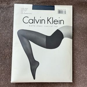 Calvin Klein Matte Sheer Control Top Tights Pantyhose Darkest Navy C
